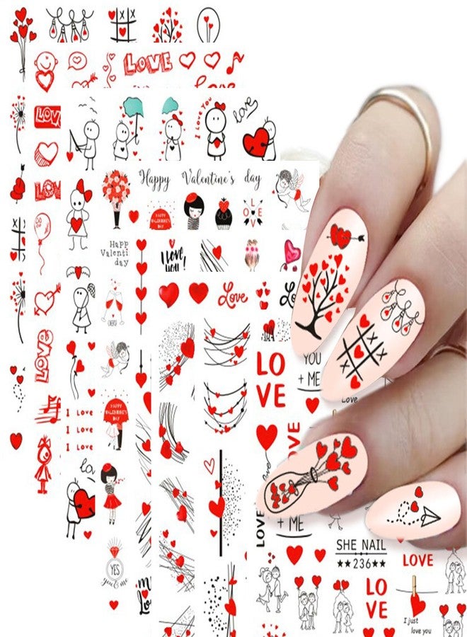 WAFOLOZE Valentines Nail Stickers - Valentine's Day Nail Decals 3D Self-Adhesive Valentines Stickers Love Heart Rose Decals for Women Nail Art(12 Sheets) - Image 2